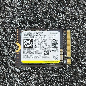 WesternDigtal PC SN740(SDDPTQD-512G-1012) 512GB NVMe SSD フォーマット済み PCパーツ M.2 2230 動作確認済み 480 500GB