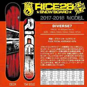 使用頻度数回　美品　17-18 RICE28（ライストゥエンティーエイト） / DIVERSE7 150cm 限定カラー　グラトリ・ラントリ最適！