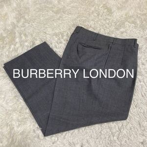 2YS1 BURBERRY LONDON バーバリー スラックス パンツ 2タック ボトムス メンズ 男性 グレー ウエスト82 紳士服 スラックスパンツ ビジネス