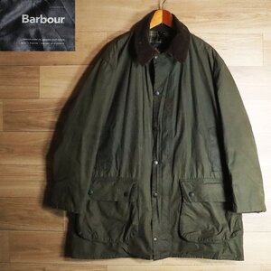 #6J/Y7.8-4　イギリス製　Barbour　バブアー　BORDER　ボーダー　オイルドジャケット　ハンティング　ワックスコットン　オリーブ