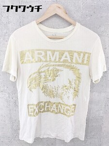 ◇ ARMANI EXCHANGE アルマーニエクスチェンジ プリント Tシャツ カットソー サイズM クリーム ゴールド メンズ