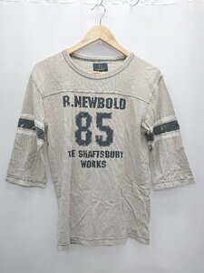 ◇ R.NEWBOLD アール ニューボールド ロゴ プリント 七分袖 Tシャツ カットソー サイズM ベージュ レディース メンズ P