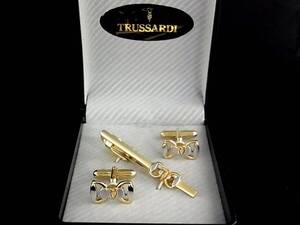 ■新品N■№1229 【TRUSSARDI】トラサルディ 【シルバー・ゴールド】■カフス＆ネクタイピン タイピン セット♪