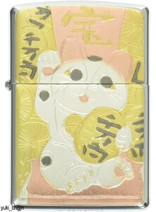 ZIPPO ジッポー 和風デザイン ライター シルバー 電鋳板 招き猫 和柄 高さ55mm×幅38mm×奥行き16mm