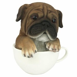 パプチーノ 子犬 コレクタブル・ドッグ：カップに入ったパグ彫像 彫刻置物/テーブル キッチン（輸入品）