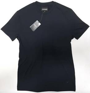 [新品] EMPORIO ARMANI　ビスコース97％混となる【メンズ・ジャージ半袖Tシャツ】◆2023年春夏モデル　サイズ：XL(52相当)　◆色：紺