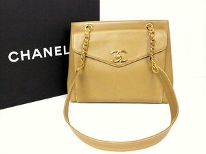 良品☆CHANEL【シャネル】キャビアスキン ショルダーバッグ☆ベージュ×ゴールド金具☆腕掛け☆肩掛け☆ハンドバッグ☆ロゴ☆レディース☆