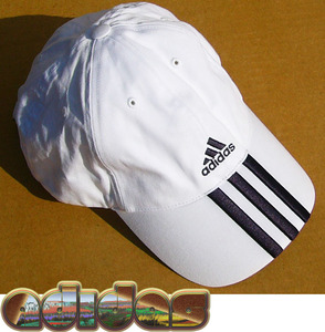 即決■adidas■ホワイトあんどねいびんぴんcap■■古着