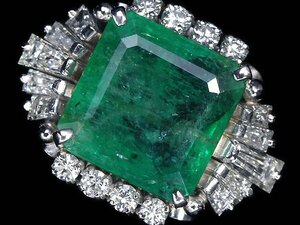 RL11856S【1円～】新品【RK宝石】≪Emerald≫ 天然エメラルド 特大4.66ct!! 極上ダイヤモンド 総計1.07ct Pt850 超高級リング ダイヤ