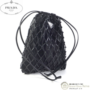 プラダ （PRADA） メッシュ サテン クラッチ ショルダー バッグ 1BC075 ブラック（未使用品）中古