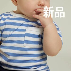 新品未使用タグ付き　PETIT BATEAU プチバトー コットン半袖Ｔシャツ 今期　24m/86cm 80 85 90cm ボーダー　ブルー／オフホワイト 今季