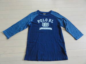 美品 POLO RALPH RAULEN 七分袖Tシャツ 青紺 Lサイズ 160/80