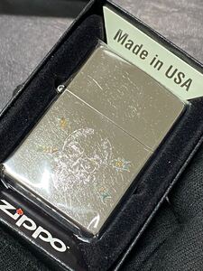 zippo ドクロ シルバーダスト 特殊加工 希少モデル 2018年製 シルバーインナー 2018年製 ケース 保証書付き