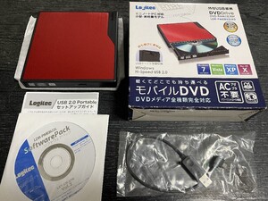 ほぼ未使用品★外付USB接続 DVD-RAM±R/RW LDR-PME8U2LRD Logitec ポータブルDVDドライブ スーパーマルチ