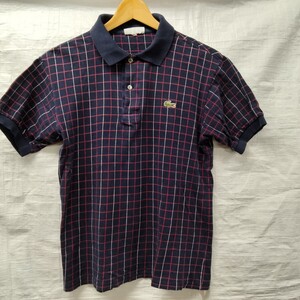 ラコステ LACOSTE ポロシャツ　polo shirt france フランス製　フレラコ　フララコ　ネイビー　NAVY　チェック　devanlay 80年代　フレンチ