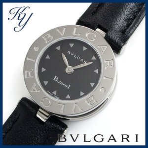 1円～ 3ヶ月保証付き 磨き済み 美品 本物 定番 人気 BVLGARI ブルガリ ビーゼロワン BZ22S 革ベルト ブラック レディース 時計