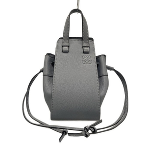 ロエベ LOEWE ハンドバッグ A538V07X15 ハンモック ドローストリングバッグミニ レザー グレー 美品 バッグ