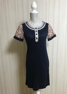 【LAURA ASHLEY London】ローラアシュレイ ネイビー　半袖　ワンピース　size 1