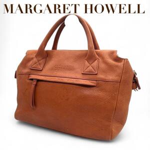 1円 【特価】 MARGARET HOWELL マーガレットハウエル トートバック s95 オールレザー オレンジ ハンドバッグ ビジネスバッグ 本革