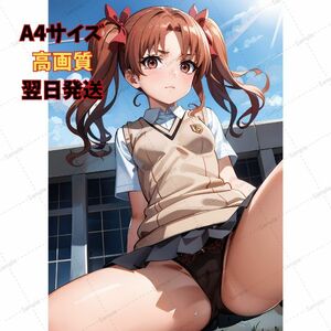 15-2　制服 パンチラ とある科学の超電磁砲 白井黒子風 同人 ポスター A4 高画質印刷 美少女 アニメ イラストアート 高品質