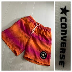 converse コンバース 星柄×タイダイ？染めボーダーデザインスイムショーツ　ハーフパンツ　ショートパンツ 140約62～86cmオレンジ×ピンク