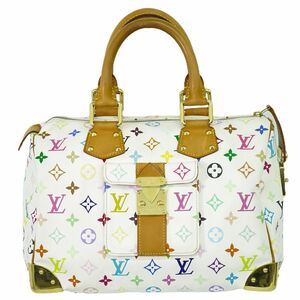 本物 ルイヴィトン LOUIS VUITTON LV スピーディ 30 モノグラム マルチカラー ミニ ボストンバッグ ハンドバッグ ホワイト