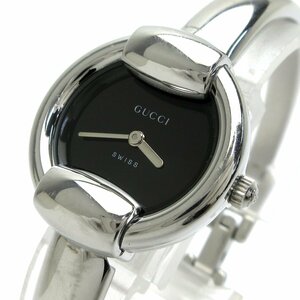 グッチ ホースビット バングルウォッチ レディース 黒文字盤 1400L 時計 GUCCI 保証書 BOX クォーツ 婦人 稼動品