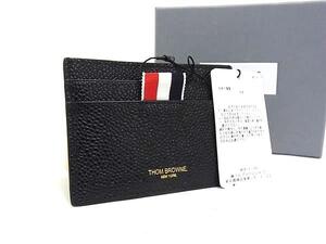 1円 ■新品■未使用■ THOM BROWNE トム ブラウン レザー カードケース カード入れ 名刺入れ 定期入れ ブラック系 BM4810