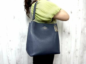 未使用展示品 COACH コーチ トートバッグ ハンドバッグ ショルダーバッグ バッグ レザー 紺 74155Y