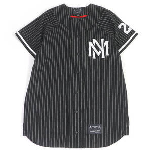 未使用品□マスターマインドワールド Mitchell&Ness TBTF5241-CLB AUTHENTIC WOOL JERSEY ベースボールシャツ ブラック L 正規品 メンズ