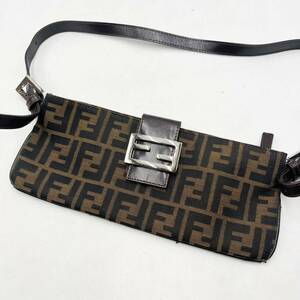 フェンディ FENDI ショルダーバッグ ウエストポーチ ズッカ レザー 革 キャンバス カーキ ダークブラウン 茶色