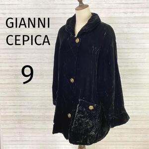 GIANNI CEPICA☆ベルベットジャケット【9】アウター 絹混 金ボタン