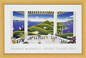 【模写】 新品 トーマスマックナイト 額装付き 絵画 ゴルフ 絵 アートポスター 壁掛け 額入り RHODE ISLAND GOLF 約50x30cm