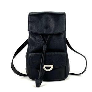 【美品】CELINE セリーヌ リュック サークル シルバー金具 巾着 ドローストリング シボ革 レザー 黒 ブラック フォーマル 男女兼用 希少