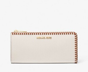 2024春夏最新♪　MICHAEL Michael Kors Jet Set Travel Large Pebbled Leather Quarter-Zip Wallet 長財布　本物をお届けします♪