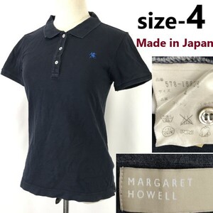 日本製★MARGARET HOWELL/マーガレットハウエル★半袖ポロシャツ【レディース2/navy/ネイビー】コットン/Tops/Shirts◆pBH773