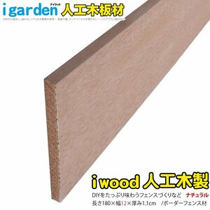 igarden アイウッド ボーダーフェンス 板材 1800mm×120ｍｍ×11mm 1枚 ナチュラル 樹脂製 人工木 柵 仕切り 境界 幕板 DIY 10073