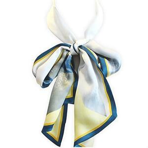 ◆送料無料 [PHDuLac] 1 piece fashion scarf blue white triangle 100% mulberry silk (155*16cm) as decoration for ladies and women