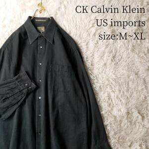 【US輸入古着】CK Calvin Klein カルバンクライン 長袖シャツ カジュアルシャツ Mサイズ Lサイズ XLサイズ ダークグレー 灰色 メンズ