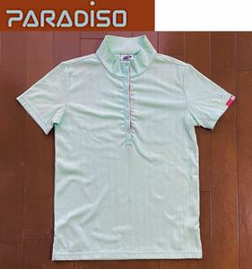 ★PARADISO パラディーゾ★さらっとした着心地！パステルグリーンカラーレディースストレッチ半袖シャツ/M