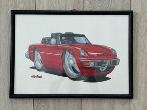 ALFA ROMEO spider アルファロメオ スパイダー イラスト 額縁付き