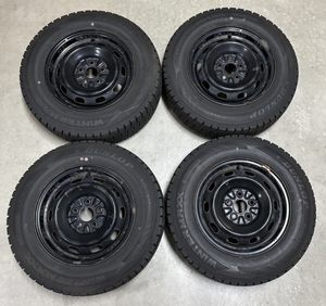 4本 / スチールホイール 14×6JJ 5穴 PCD100 / スタッドレスタイヤ 残り溝多 DUNLOP WINTERMAXX WM02 185/70R14 2021年製造