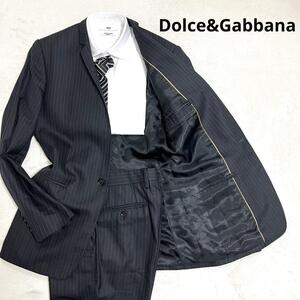 【至高の逸品】Dolce&Gabbana ドルチェアンドガッバーナ セットアップスーツ 44 ブラック ストライプ