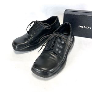 PRADA SPORTS プラダスポーツ スクエアトゥ レザー スニーカー　厚底　ダットスニーカー　ブラック　黒