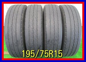 ■中古タイヤ■　195/75R15 109/107L LT BRIDGESTONE DURAVIS R205 トラック等 夏タイヤ 4本セット オンロード 激安 送料無料 B538