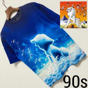 90s■Jungle Emperor Leo ジャングル大帝レオ■グラデTシャツ フリーサイズ ブルー グラデーション Vintage Tezuka Productions 手塚治虫