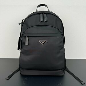 ■新品未使用■PRADA 2VZ048 プラダ ロゴプレート バックパック ブラック 黒 スーツケースの上に置ける 男女兼用 メンズ レディース