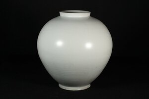 ☆撫子☆李朝白磁大壷　朝鮮美術　高さ約51.5cm　(検)花瓶 大壺 骨董 古玩 李朝 朝鮮 朝鮮美術