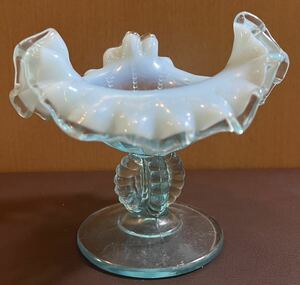 希少品！50’s～ヴィンテージ【FENTON フェントン】ガラス キャンドルホルダー 花瓶 ボウル 長期保管品