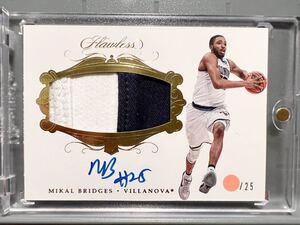 最高級直書/25 RPA RC Patch Auto 18 Panini Flawless Mikal Bridges NBA ミカル・ブリッジズ ルーキー サイン Nets 渡邊雄太 同僚 バスケ